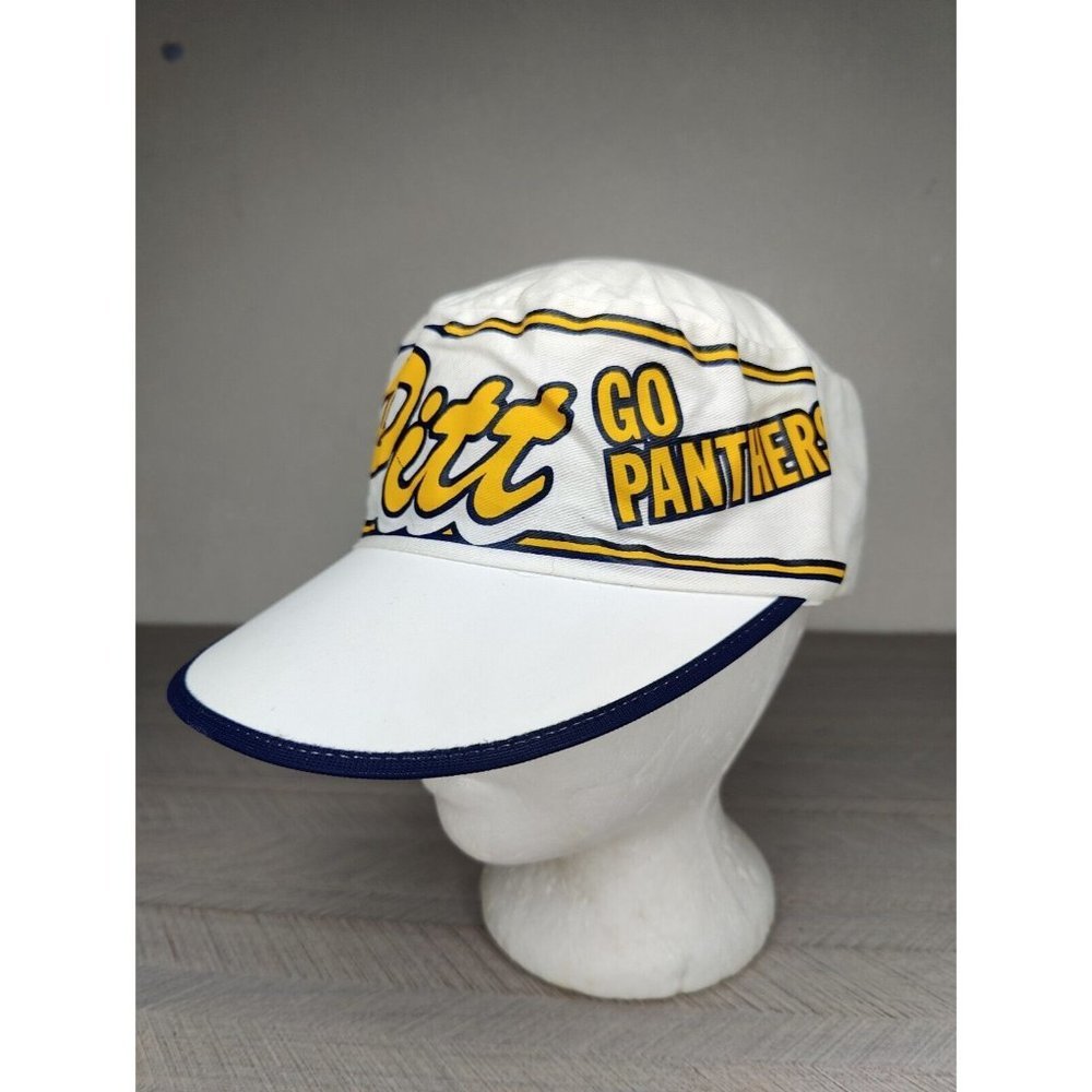 Vintage 80s Pitt Panthers Pittsburgh Painters Cap Hat AJD Size M-L USA Made - Picture 3 of 11